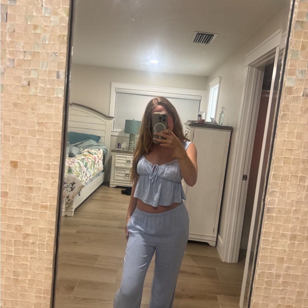 Blue Striped Two-Piece Set